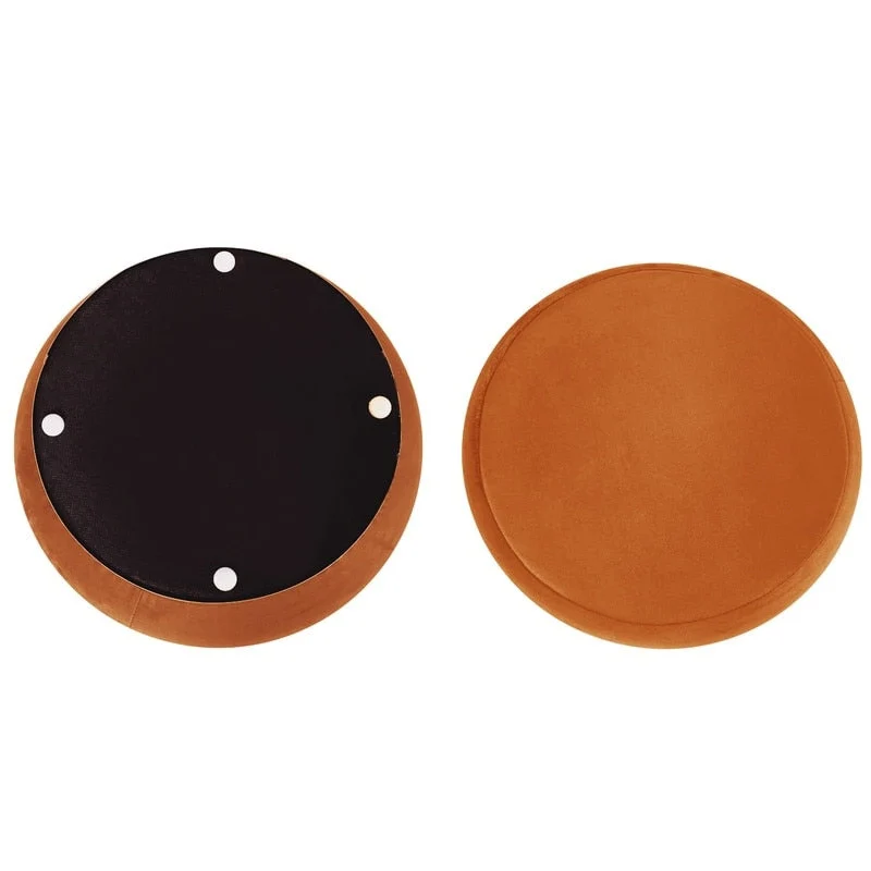 Adeco Round Velvet Ottoman Upholstered Foot Stool