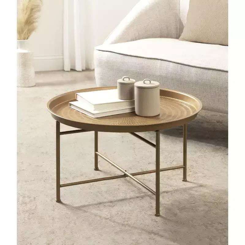 Kate and Laurel Mahdavi Round Metal Coffee Table, 25.5x25.5x15.5, Gold