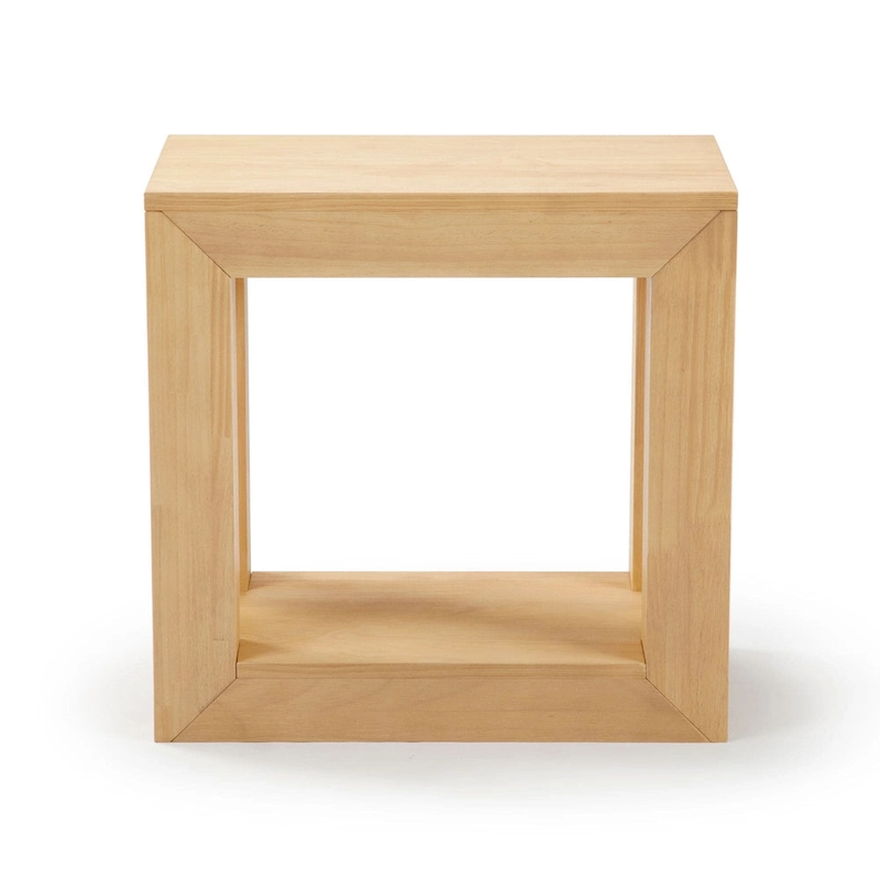 Plank and Beam Modern Rectangular Side Table with Shelf
