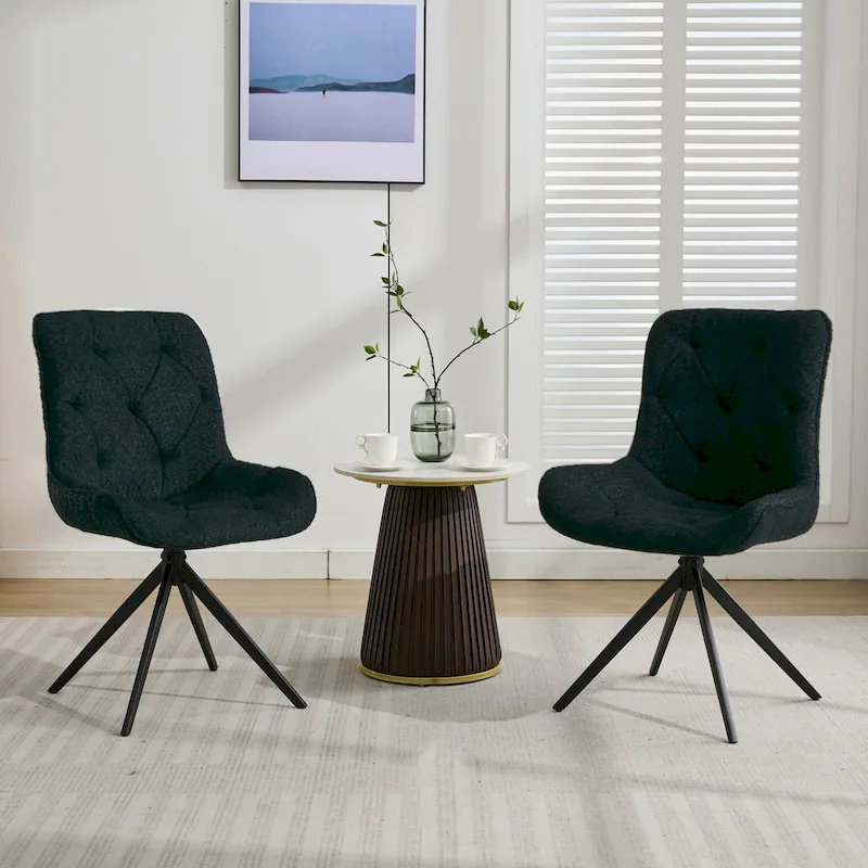 XINMICS Swivel Dining Chairs, Boucle Upholstered Accent Chairs Living Room Chairs Desk Office Arm Chair