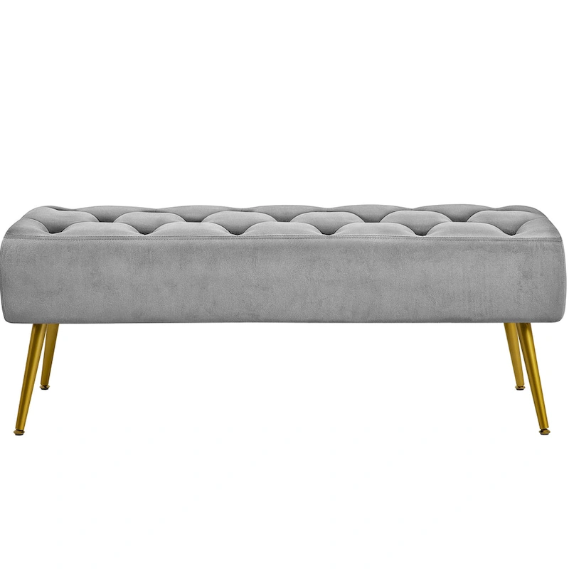 Yaheetech Upholstered Footstool Velvet Ottoman Button-Tufted Table Bench - 45 16 17