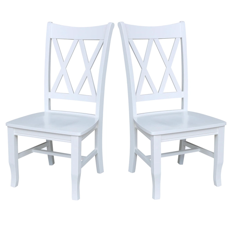 Double X-Back Solid Wood Chairs - Set of Two