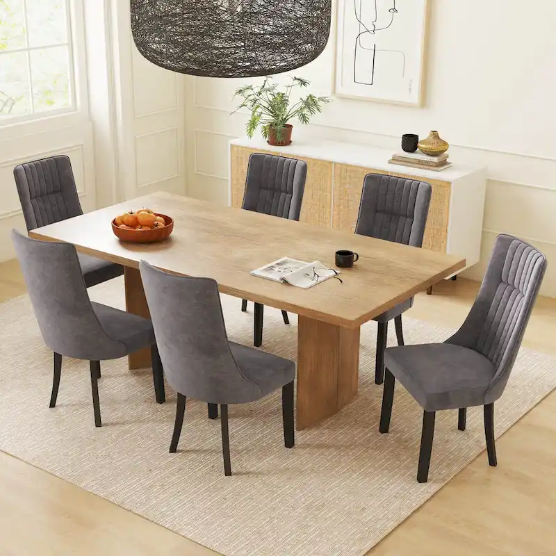 Channel Tufted Dining Chair with High Backrest