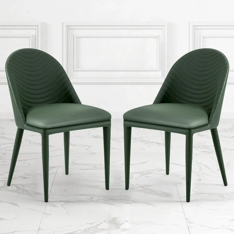 Fully Assembled Microfiber Leather Upholstered Dining Chairs, Set of 2 - 22.44D x 18.5W x 32.28H