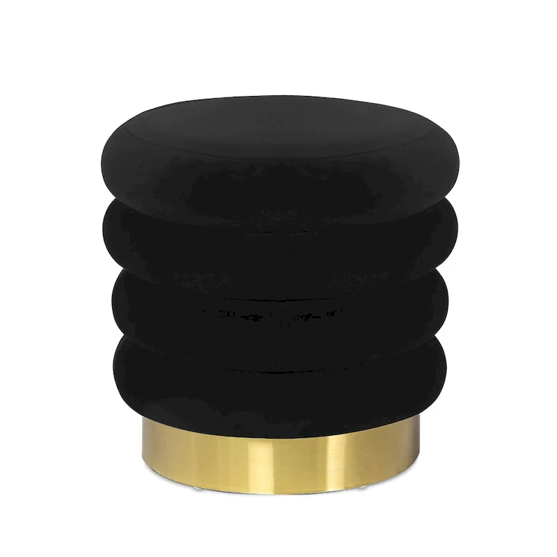 Adeco Round Velvet Ottoman Upholstered Foot Stool