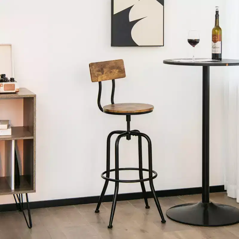 Costway Set of 4 Industrial Bar Stool Adjustable Swivel Counter-Height Dining Side Chair