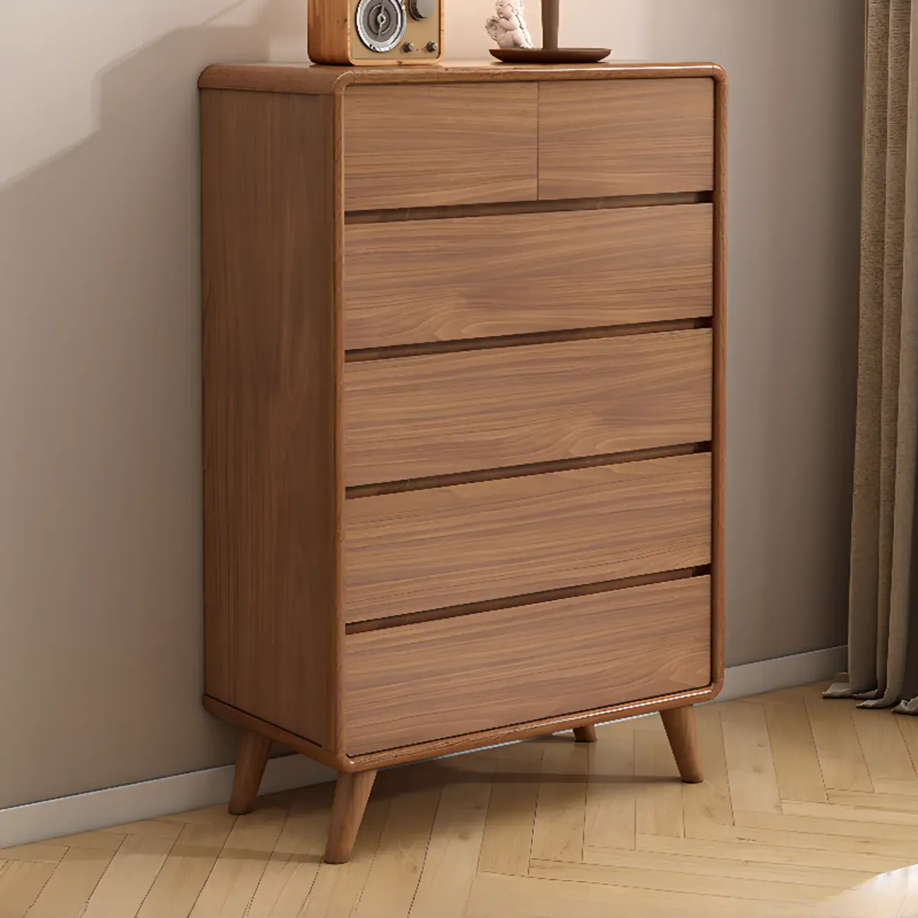 Cube Brown Wooden Console Chest in 8-Drawer
