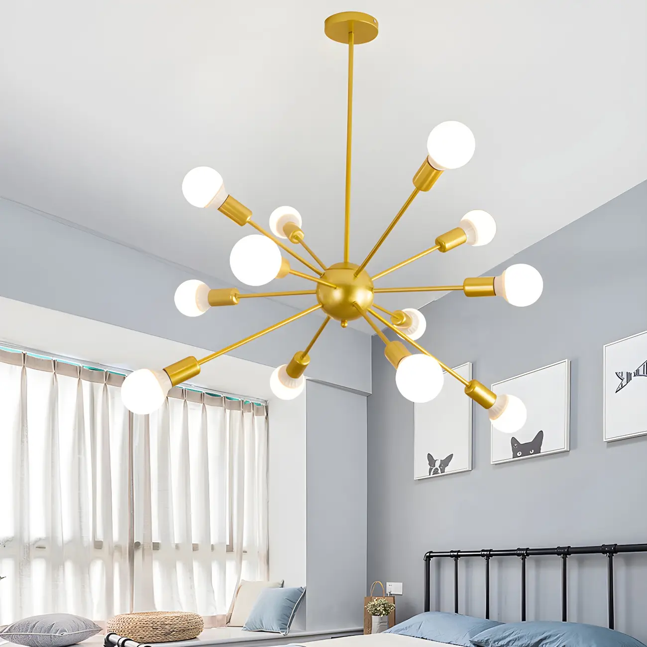 Modern LED Gold Globe Sputnik Chandelier
