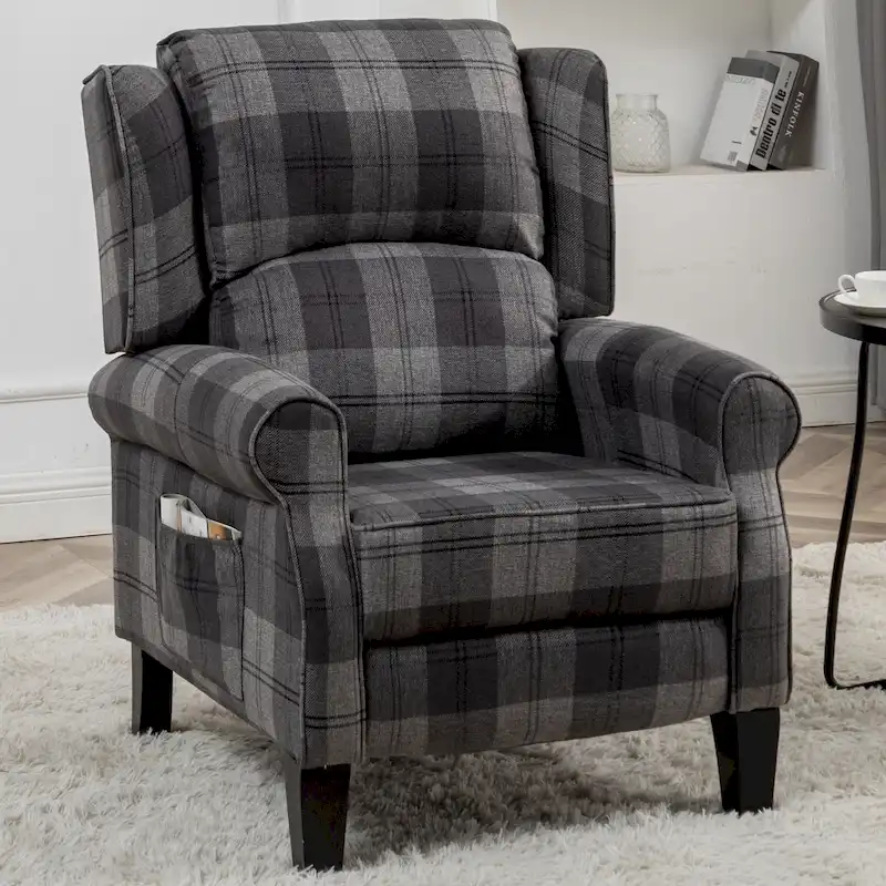 HOMYKA Polyested Upholstered Pushback Recliner Accent Chair Wingback Armchair