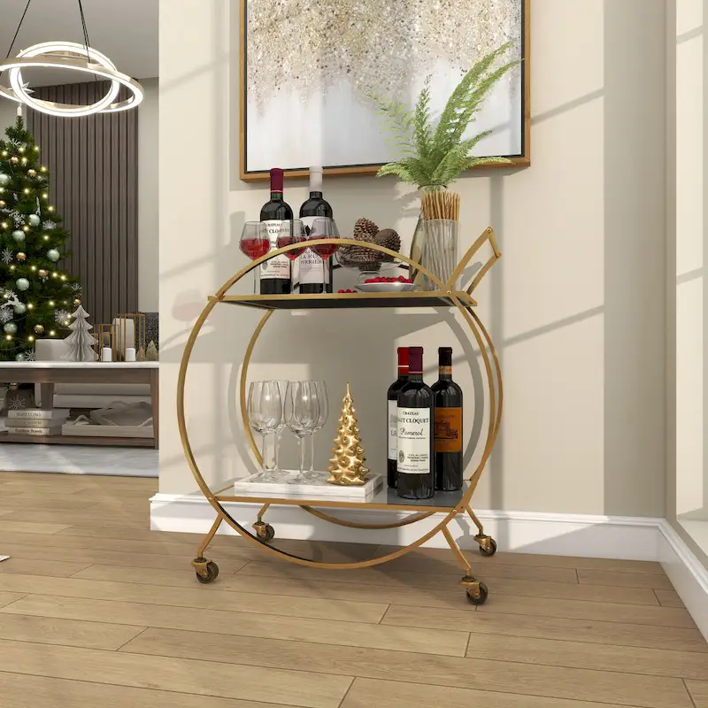 Iron Contemporary Bar Cart 30 x 27 x 15