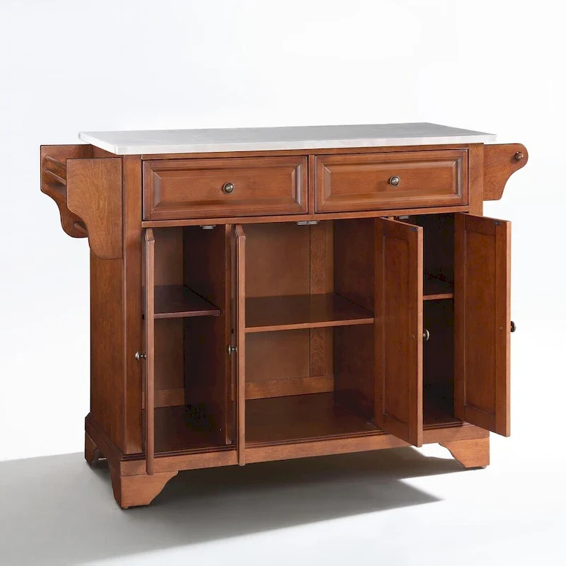 Stainless Steel Countertop Kitchen Island (Classic Cherry Finish) — W 51.5 x D 18 x H 36