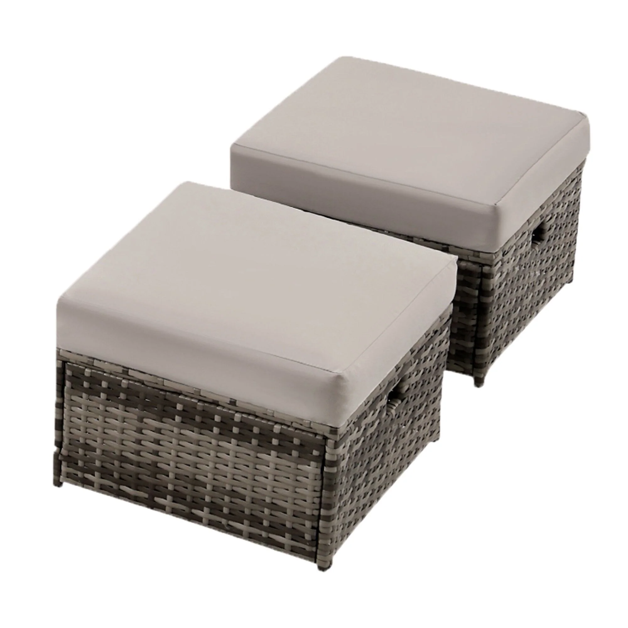 2-PC Patio Wicker Ottomans--Clearance