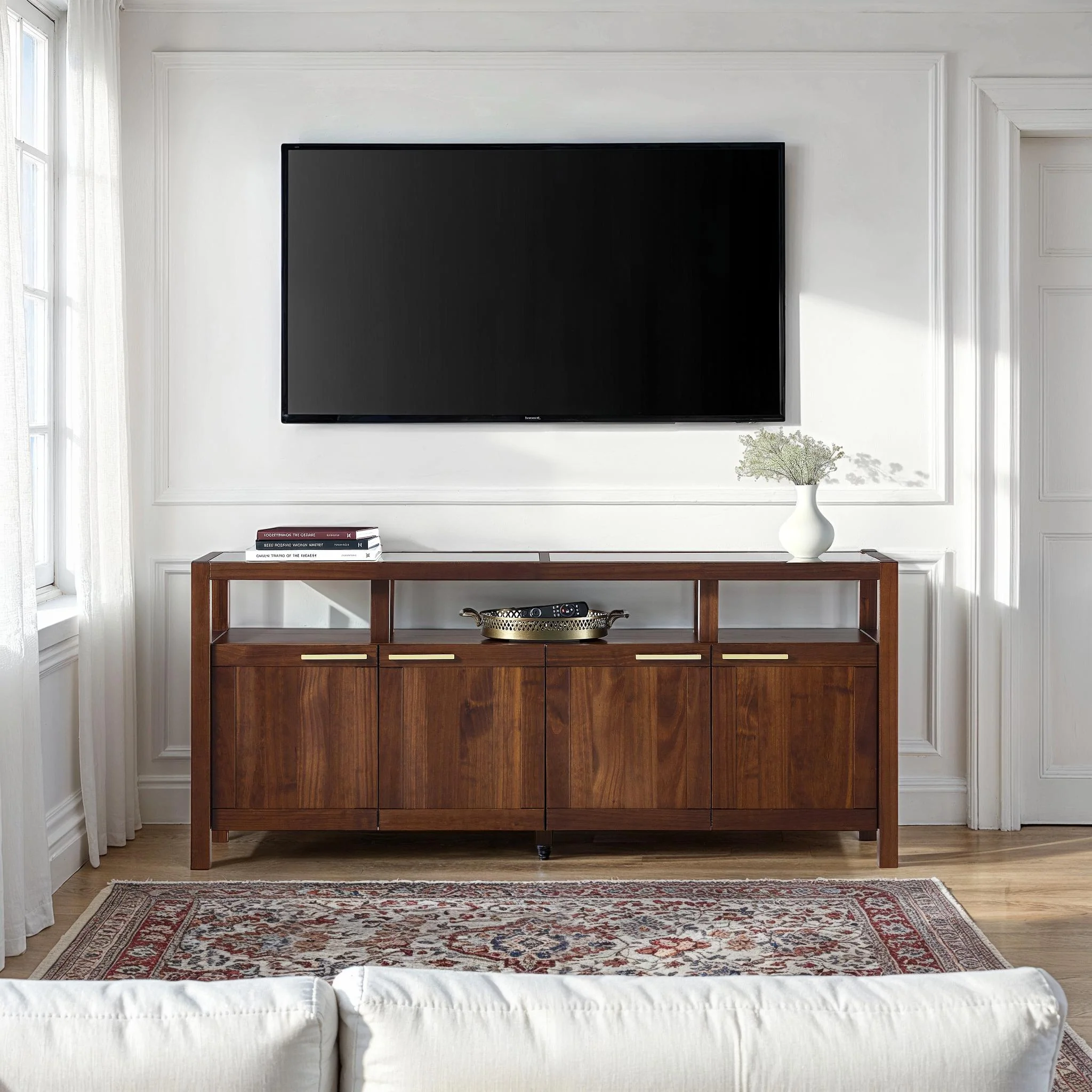 Isla Modern TV Stand with Glass Top