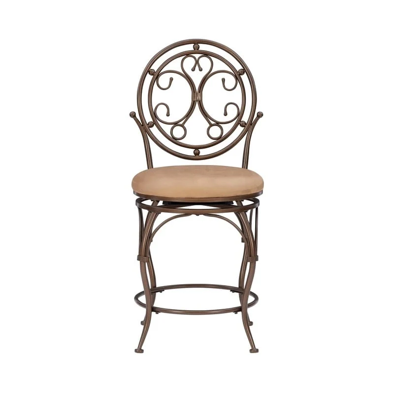 Scroll Back Swivel Counter Stool with Upholstered Seat