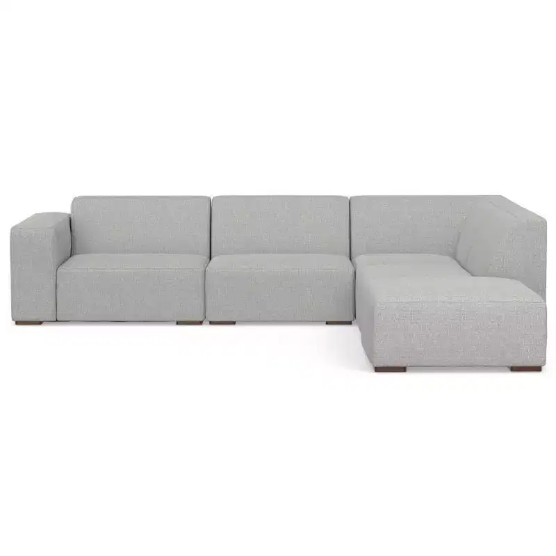 WyndenHall Biggs Right Sectional and Ottoman Pale Gray