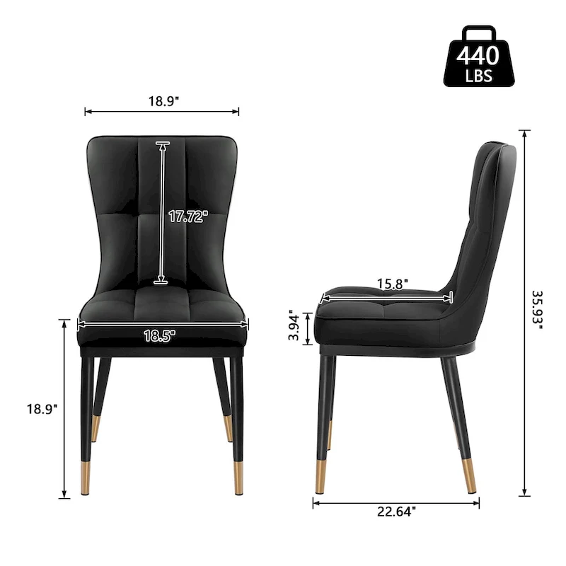 Faux Leather Upholstered Dining Chairs Set of 4 with Checked Pattern