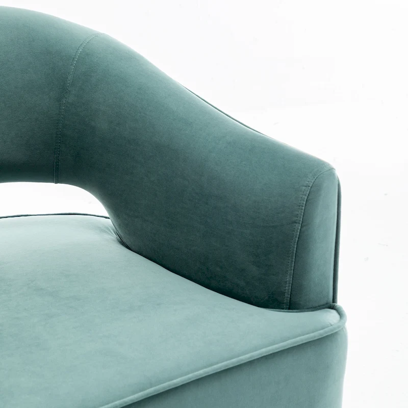 SEYNAR Modren Velvet Living Room Swivel Arm Barrel Chair with Tufted Back