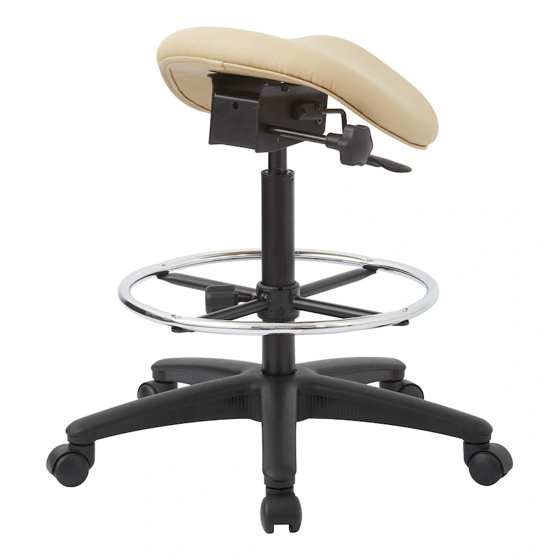 Backless Stool with Height-adjustable Saddle Seat