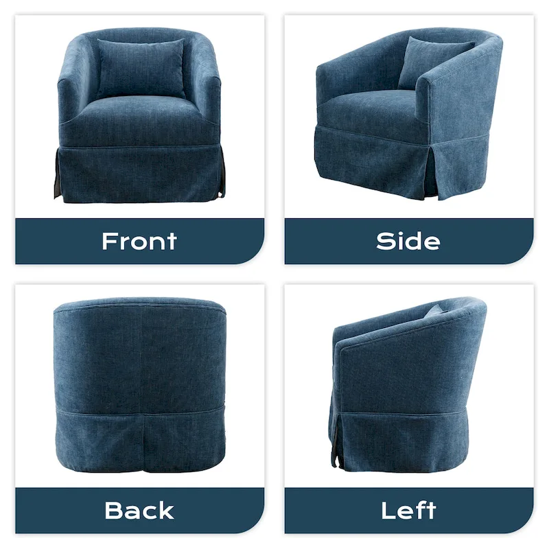 Ouyessir Upholstered Swivel Barrel Chair 360 Degree Accent Chair Fabric Armchair