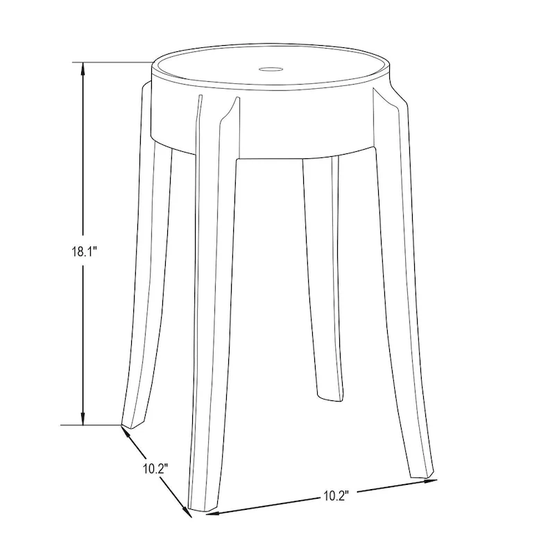 LeisureMod 18 in. High Backless Acrylic Counter Stool with Round Seat and Foot Rest - 18.1