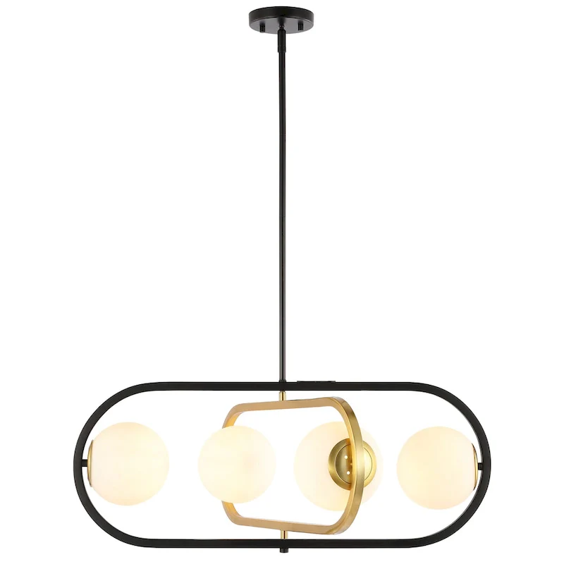 SAFAVIEH Lighting Enkeleda 4 Light 27  Pendant - 30  x 27  x 21-51  - withD/H - Black/Brass Gold - 30Wx27Dx51H