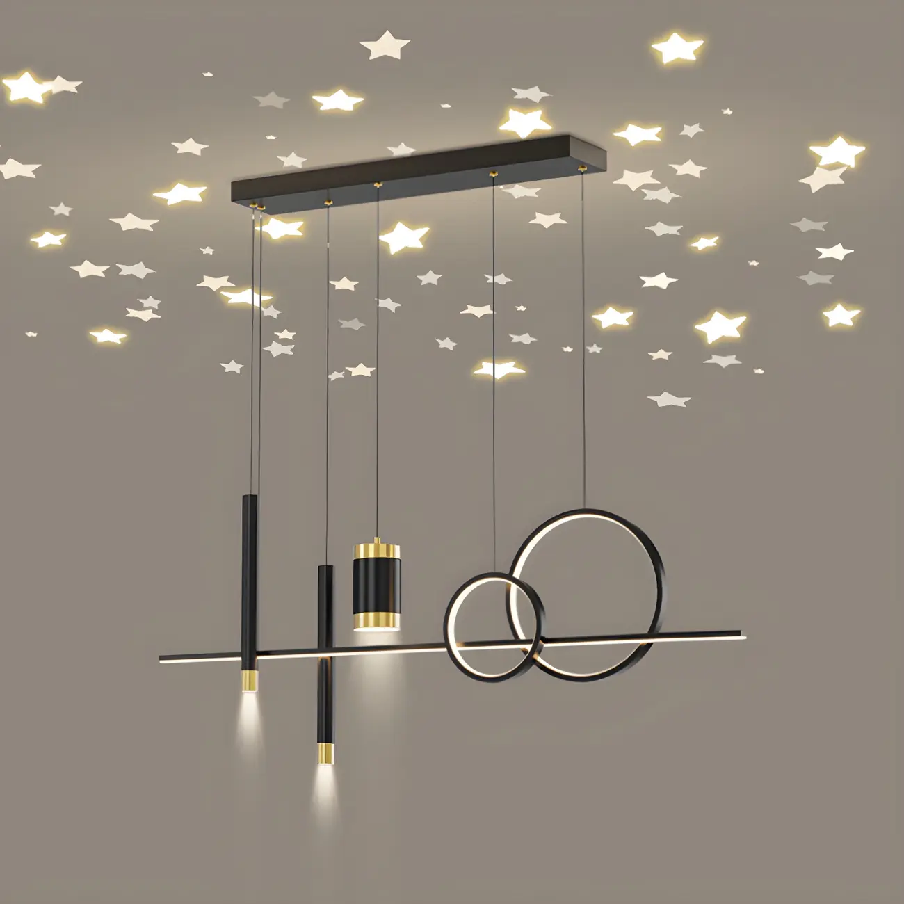 Trendy Modern Metal Cylinder Multi-Light Pendant