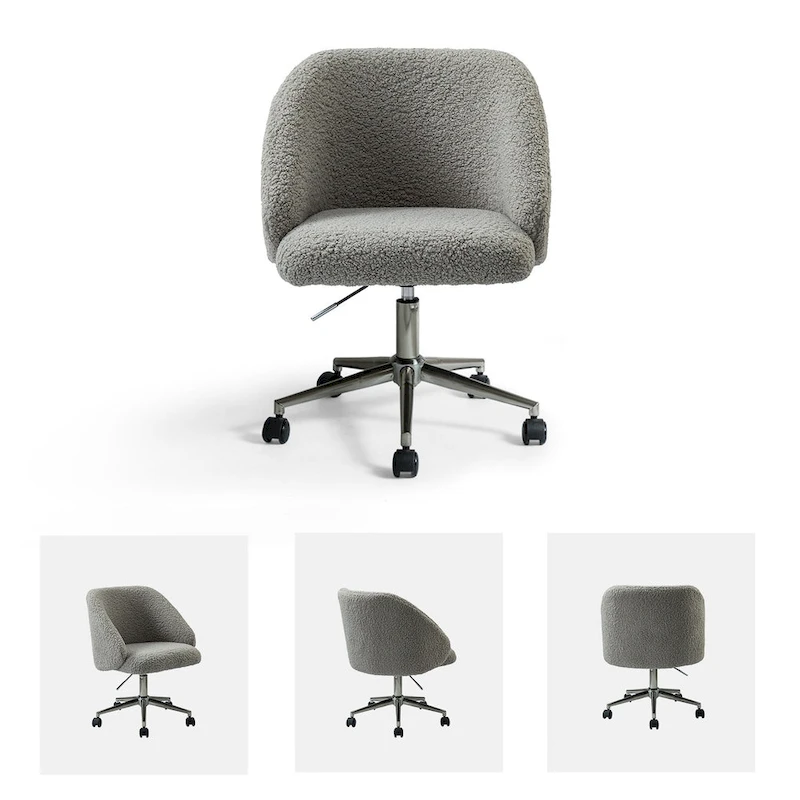 Joah Modern Boucle 360 Swivel Height Adjustable Swivel Office Chair with Rolling Wheels by HULALA HOME - N/A