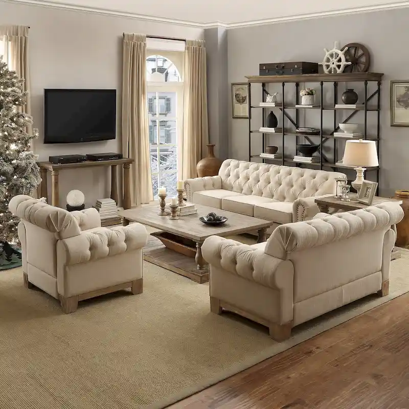 Greenwich Tufted Scroll Arm Nailhead Chesterfield Chair by iNSPIRE Q Artisan