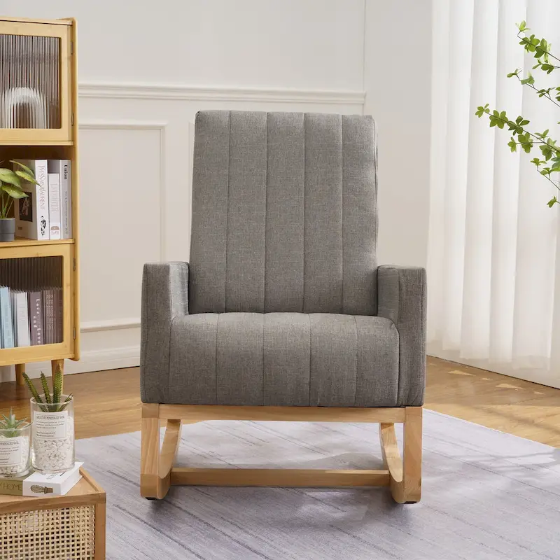 Adjustable Rocking Chair, Nursery Glider Chair with Adjustable High Back and Foot Rest