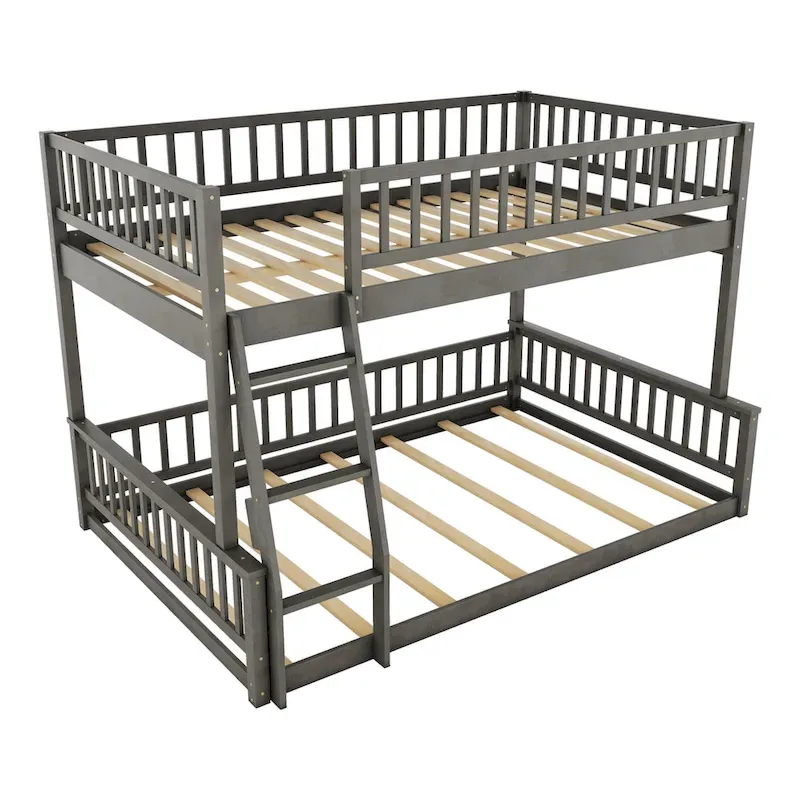 Full XL over Queen Bunk Bed with Ladder and Guardrails