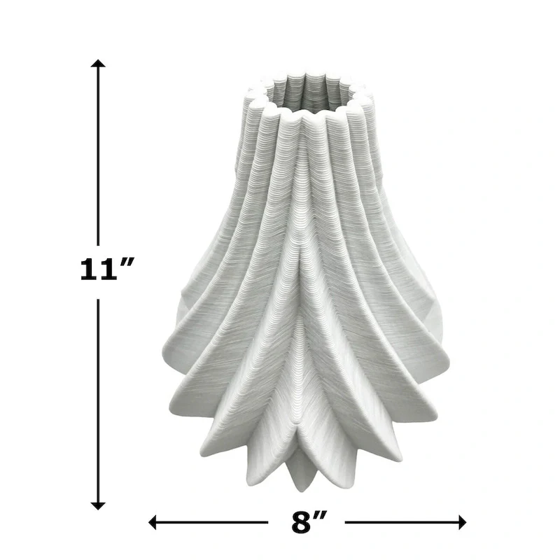 11 Inch Tall Modern White Ceramic Vase