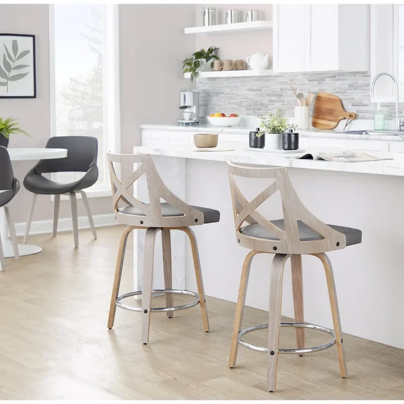 The Gray Barn Charlotte 24  Fixed-Height Counter Stool with Bent Wood Legs (Set of 2)