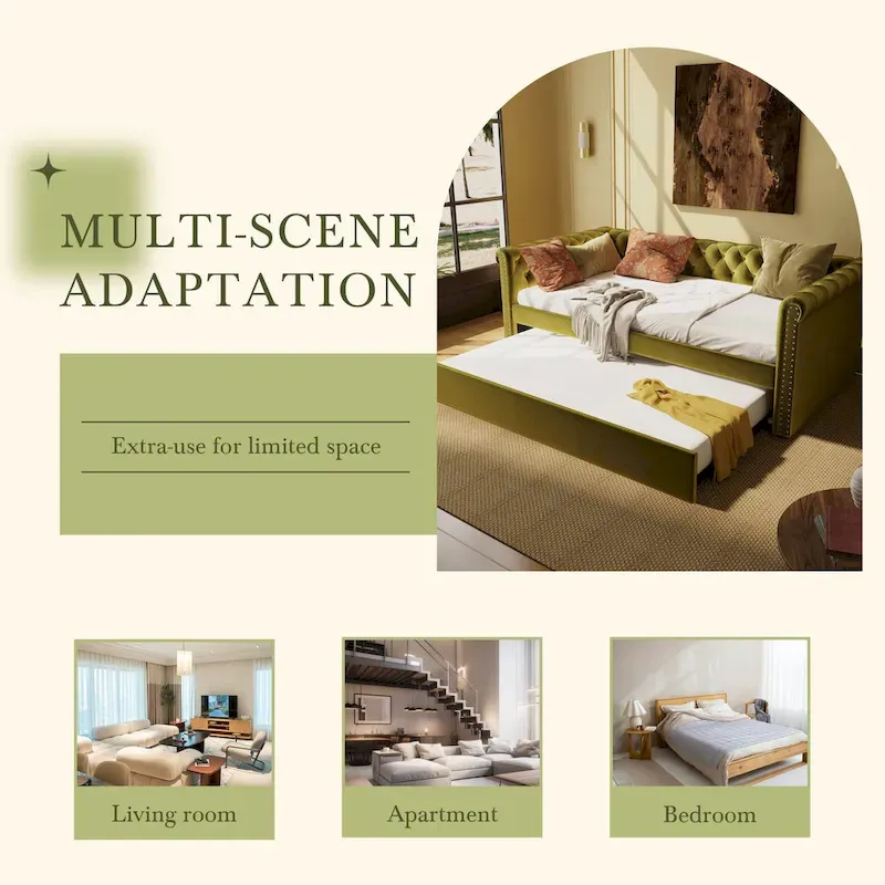 Christopher Knight Home - Augusta Velvet Upholstered Tufted Daybed with Trundle Design