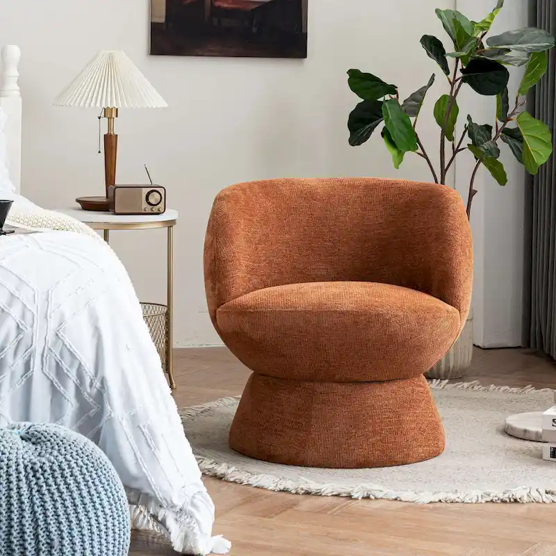 Set of1 Boucle Upholstered Modern Style Swivel Accent Chair