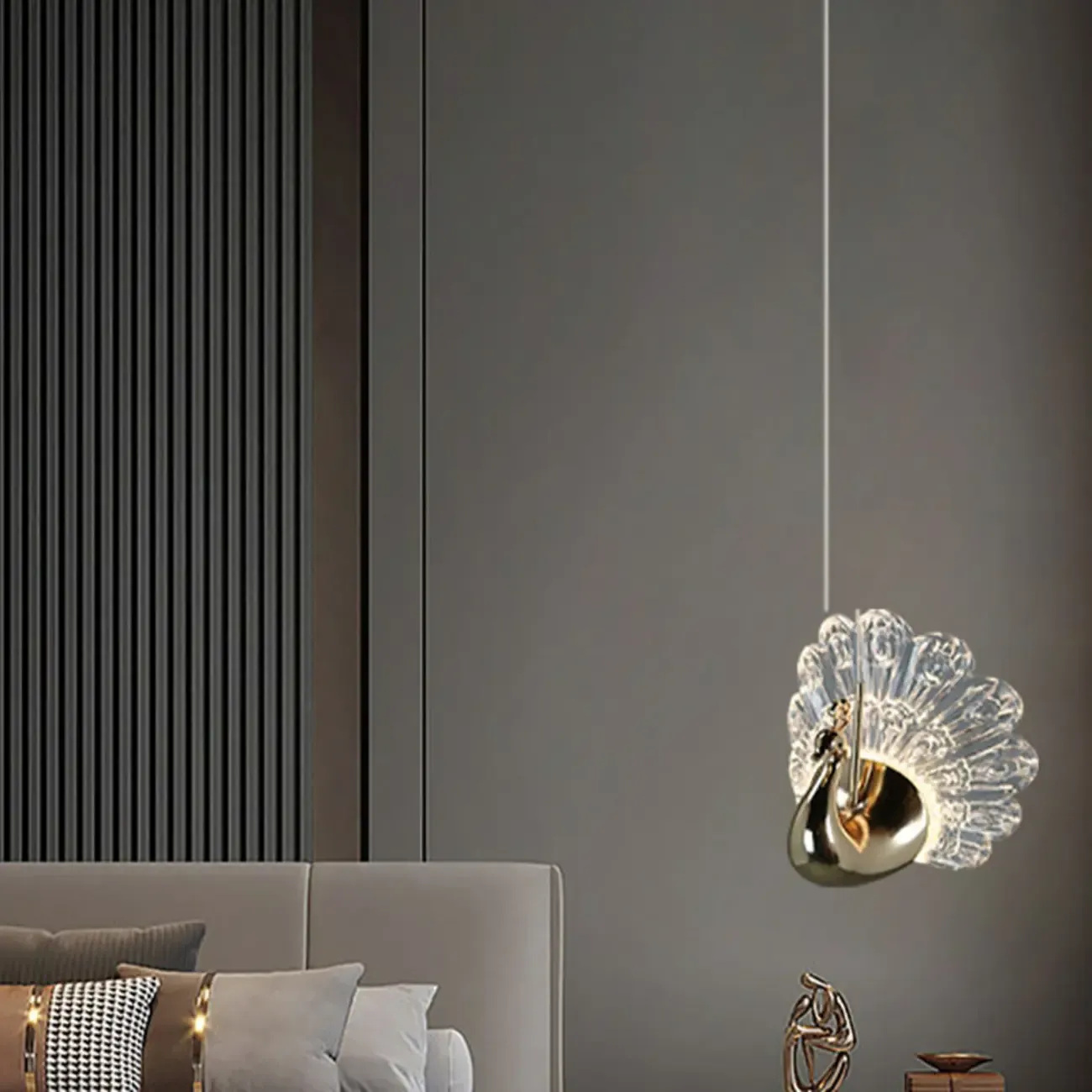 Modern Dimming LED Gold Acrylic Floral Pendant Light