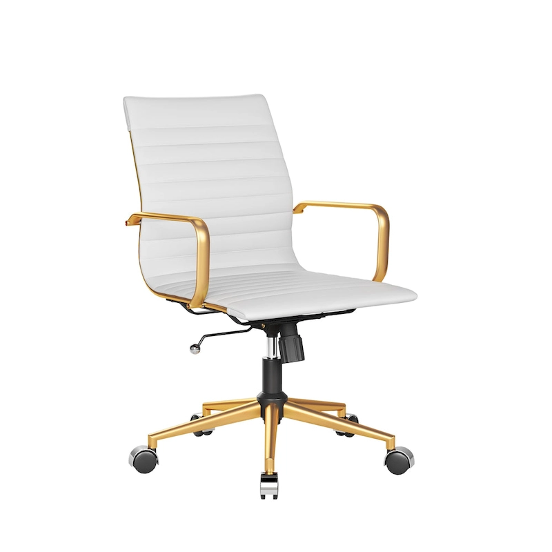 CAROCC Ribbed Computer Office Chair Swivel Lift tilt function Ergonomic Premium Leather Desk Armchair