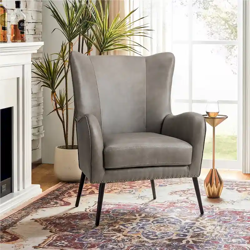 Invidiae Wooden Upholstered Armchair with Metal Legs
