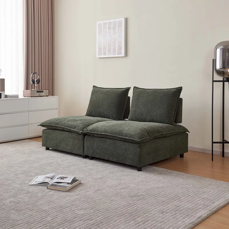 Chenille Upholstered Armless Modular Sectional Sofa, Free Combination