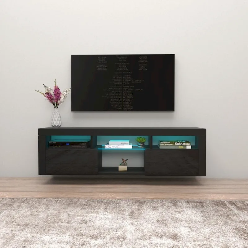 Bari 160 Wall Mounted Floating 63 TV Stand with 16 Color LEDs