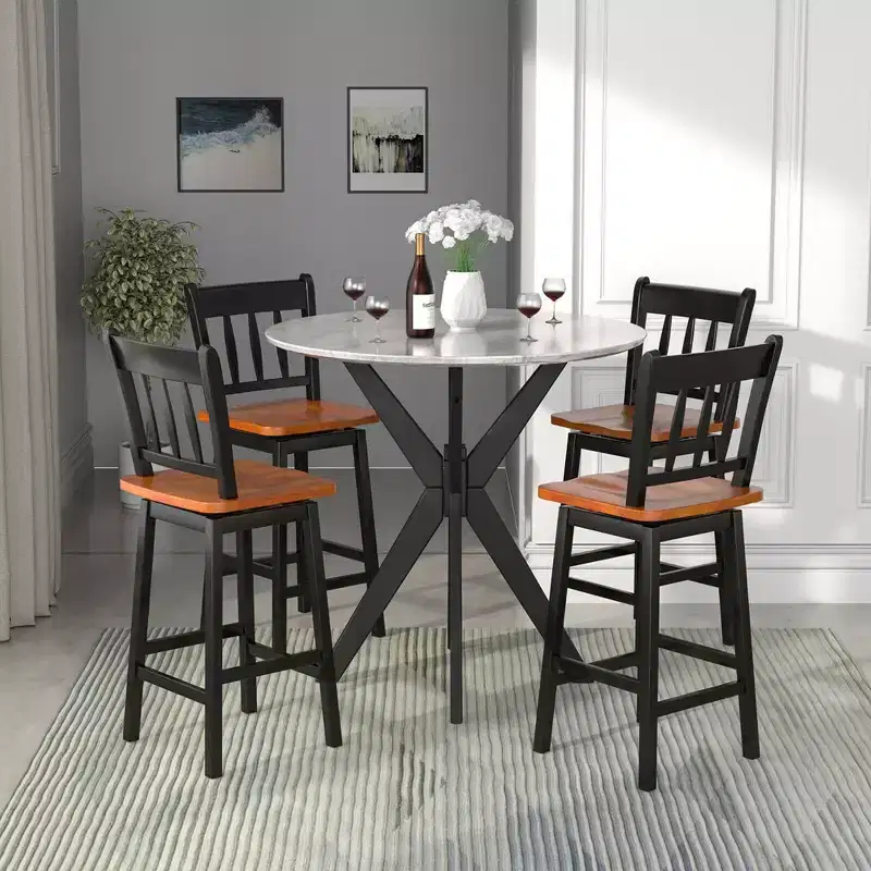 Costway 4PCS Bar Stool 24.5'' Swivel Counter Height Chair w/ Footrest