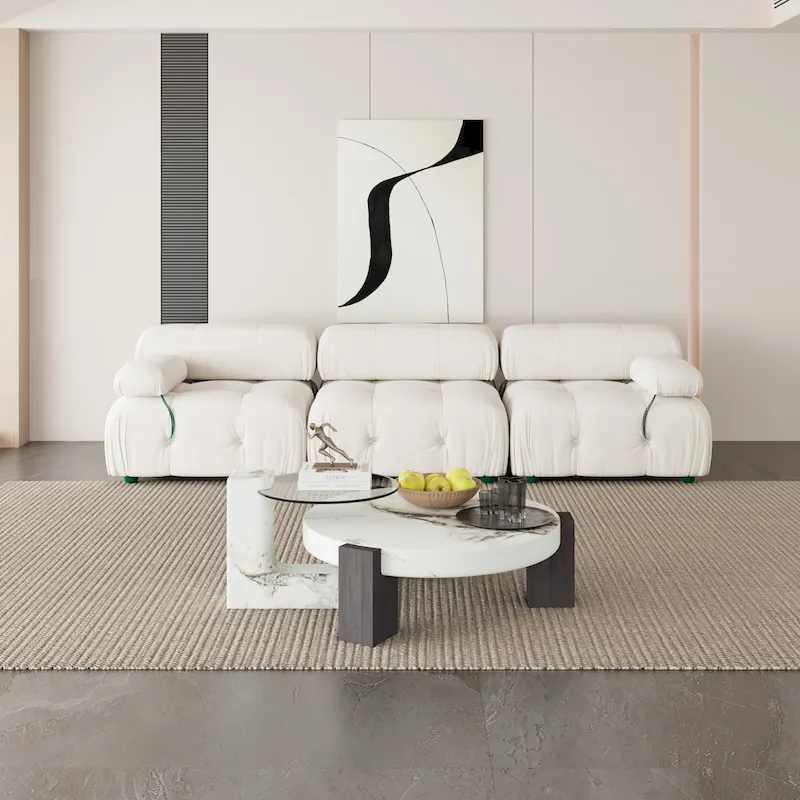 Velvet Fabric Upholstered Modular Sectional Sofa Modern Couch