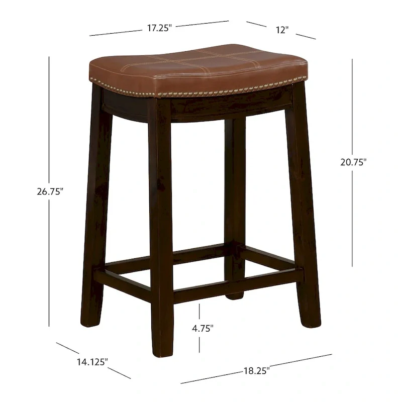 Linon Willamette Cognac Faux Leather Counter Stool
