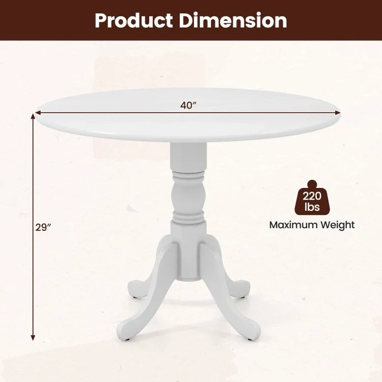 Wooden Dining Table with Round Tabletop and Curved Trestle Legs - 39.37 x 39.37 x 28.74