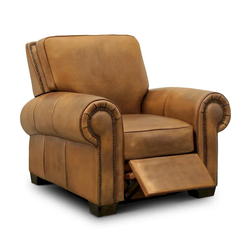 Valencia Top Grain Hand Antiqued Leather Traditional Recliner
