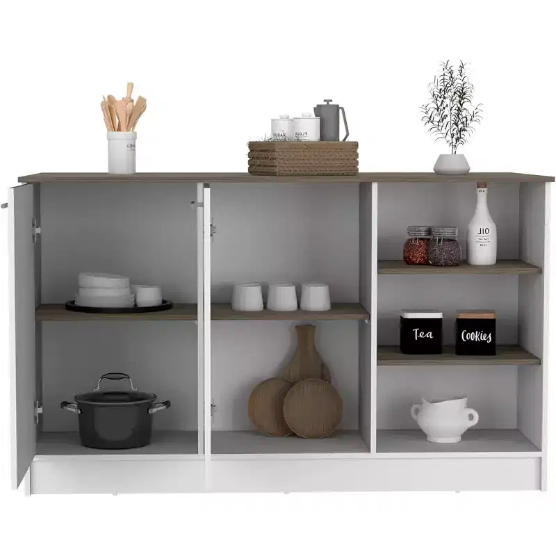 HomeStock 35 in.H Particle Board Kitchen Islands with 2 Doors and 5 Shelves