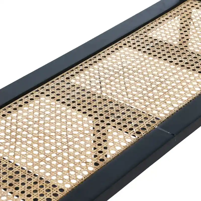 Acacia Wood Console Table with Cane Shelf