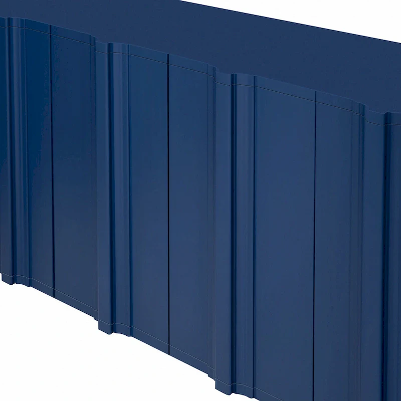 Black 4-Door Sideboard with Linear Accents & Pine Veneer Panels