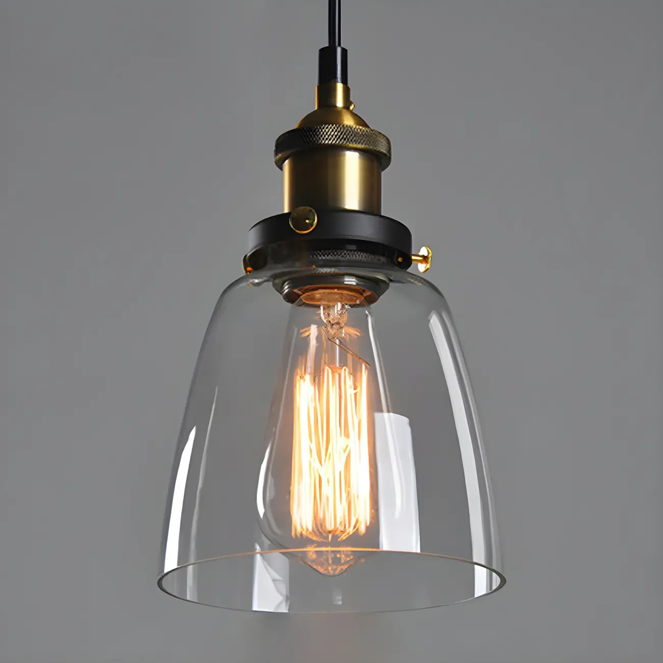 Industrial Geometric Clear Glass Lampshade Kitchen 1-light Pendant Light