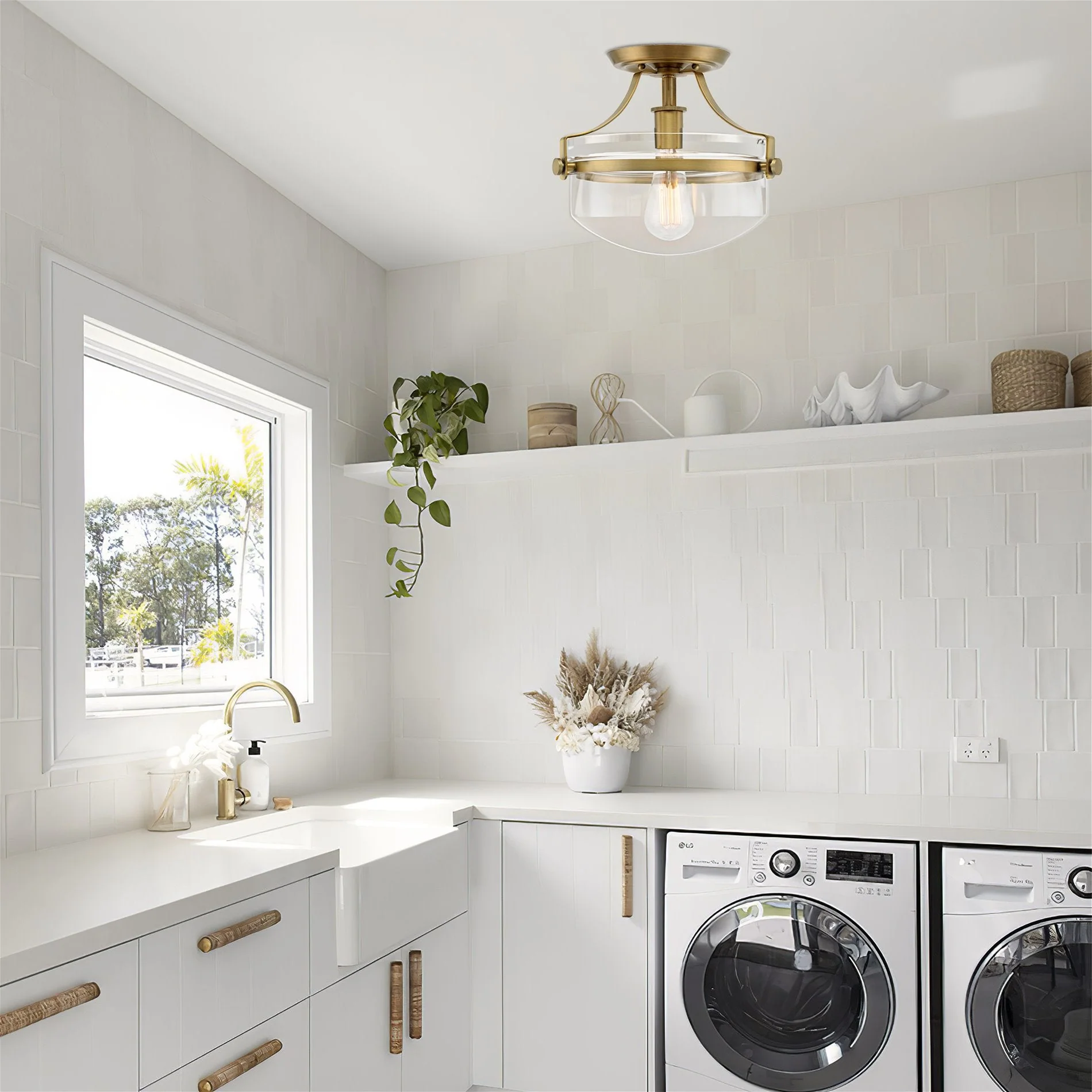 Zurich 12 Rustic Farmhouse Semi-Flush Mount Ceiling Light