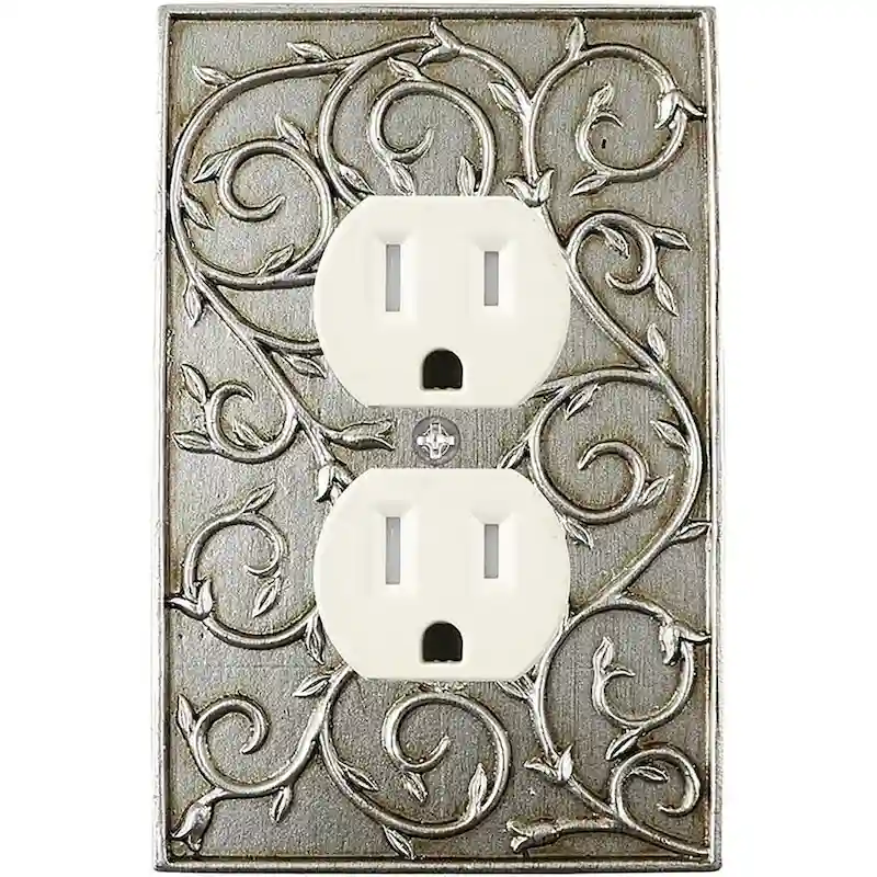 Meriville French Scroll Electrical Outlet Wall Plate Cover, Hand Painted